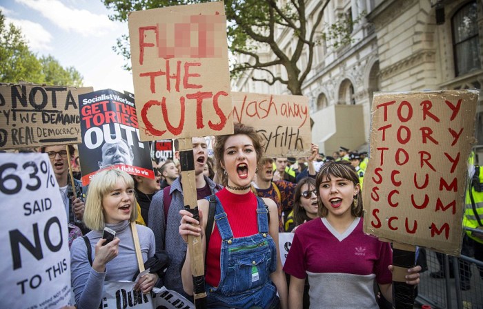 cuts protest